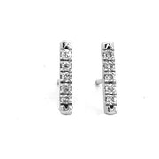 14K White Gold Diamond Bar Earrings